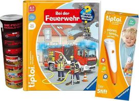 tiptoi Ravensburger rinkinys: Wieso? Weshalb? Warum? Bei der Feuerwehr (knyga vaikams) + 00110 rašiklis su plakatu, mokomasis žaislas vaikams