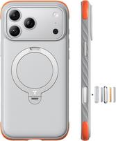 TORRAS Ostand Q3 Rugg für iPhone 17 Pro Max Hülle, Extrem rutschfest & fingerabdruckfrei, 360° Ständer für MagSafe, Stoßdämpfende 85A TPU Kanten, Robuster Fallschutz für iPhone 17 Pro Max Case, Weiß
