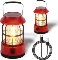 TRIROCKS 2 LED saulės žibintų komplektas, įkraunamas žibintas, atsparus vandeniui, IPX3, nešiojami avariniai žibintai, lauko žibintai, skirti stovyklavimui, namams, nutrūkus elektros tiekimui, uraganiniams žygiams (raudona)