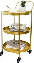 TRIROCKS 78 cm aukščio 3 pakopų riedantis vežimėlis Bar Trolley Tvirtas sandėliavimo virtuvės vežimėlis Metalinis serviravimo vežimėlis su ratukais Užrakinami ratukai, skirti naudoti virtuvėje, namuose, pramogų tikslais (aukso spalvos)