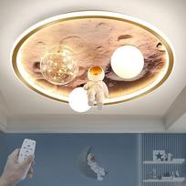 Vaikų kambario lubų šviestuvas, Astronauto mėnulio lubų šviestuvas su nuotolinio valdymo pulteliu, 3000 K/4000 K/6000 K, 68 W LED kosminis lubų šviestuvas, reguliuojamas, skirtas berniukų ir mergaičių miegamiesiems, skersmuo 50 cm