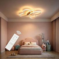 Vaikų kambario lubų šviestuvas, 38 cm vaikų kambario šviestuvas mergaitėms, 40 W LED lubų šviestuvas vaikų kambariui su nuotolinio valdymo pulteliu ir naktinio apšvietimo funkcija, lubų šviestuvas "Drugelis" (baltas)