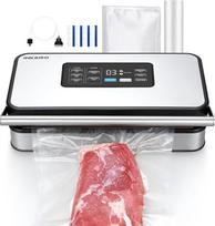 Vakuuminė maisto produktų sandarinimo mašina su sausu/šlapiu/skysčiu režimu, dvigubu siurbliu, 20 l/min, nedideliu triukšmu, integruotu pjaustytuvu, ritinėliais ir maišeliu