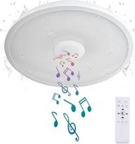 Vandeniui atsparus LED lubų šviestuvas su "Bluetooth" garsiakalbiu, 28 cm, 18 vatų, 2700 K - 6500 K, reguliuojamo apšvietimo muzikinis šviestuvas, RGB spalvų keitimo šviesa su nuotolinio valdymo pulteliu, skirtas vonios kambariui, miegamajam