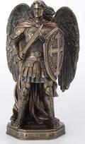 Veronese Design 11 colių arkangelo Mykolo kalavijas ir skydas su pagrindu Šalto liejimo dervos bronzos apdailos statula Home Decor