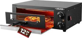 VEVOR elektrinė picų kepimo krosnelė, 30 cm stalinė picų kepimo krosnelė, 25-300 °C, 1450 W, picų kepimo krosnelė su laiko ir temperatūros kontrole, dviem kaitinimo vamzdžiais, kepimo grotelėmis, skirta virtuvei ir viešojo maitinimo įstaigoms