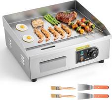 VEVOR komercinė elektrinė keptuvė 45 x 30 cm, kepimo plokštė, elektrinis grilis 2800 W, stalinė kepimo plokštė 50-300 °C su 2 mentelėmis, 2 šepetėliais ir 4 padėkliukais kojoms, kepimo plokštė kepsniams ir blynams