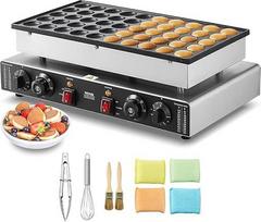 VEVOR Mini blynų kepimo aparatas Komercinis olandiškas mini blynų kepimo aparatas 50 vnt. 43 mm skersmens Dorayaki kepimo aparatas 1700 W Dviguba temperatūros ir laiko kontrolė Virtuvės restoranas