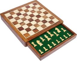 Viduramžių kopijos SouvNear Magnetinis šachmatų žaidimas 12 x 12 colių su laikymo stalčiumi Rankų darbo, pagamintas iš Indijos šešamo medienos Nesulankstomas 2 žaidėjai 8+ metų amžiaus