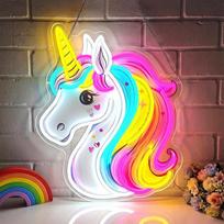 Vienaragio neoninis ženklas, užtamsinami spalvingi vienaragio neoniniai ženklai sienų apdailai, USB maitinimo vienaragio LED neoninė šviesa miegamajame, vaikų kambaryje, gimtadienio vakarėlyje, dovana mergaitėms