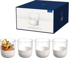 Villeroy & Boch Manufacture Rock Blanc viskio taurių rinkinys, 4 baltos viskio taurės Viskio taurių rinkinys, baro taurės, nepaprastos taurės, rankomis tapytos viskio taurės, krištolo stiklas