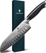 Virtuvinis peilis iš miltelinio plieno, japoniškas virėjo peilis, "Santoku" peilis, 18 cm, profesionalus virėjo peilis su dideliu anglies kiekiu, aštrus virtuvinis peilis su ergonomiška Pakka medine rankena