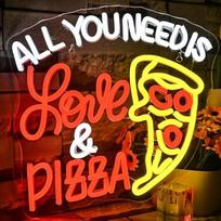 Viskas, ko jums reikia, yra meilė ir pica neoninis ženklas Pizza LED ženklas sienoms dekoruoti Dimmable Love Neon Sign Dovanų Šviečiantis ženklas Virtuvė picerija užkandžių sunkvežimis Baras Gurmanų šalis Šventė