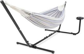 VITA5 Medvilninis lauko dvivietis hamakas su rėmu - su puodelio ir knygos laikikliu - iki 2 žmonių/205 kg - 210 x 140 cm - su nešiojimo krepšiu