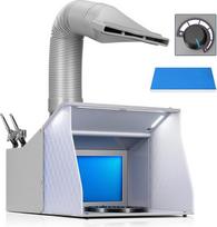 VIVOHOME Airbrush ištraukimo sistema Purškimo kabina Dvigubas ventiliatorius su 4 LED apšvietimu, dažų ir purškimo pistoleto stovai Sukamasis stalas ir filtro kempinė, skirta modelių kūrimui Tortas, nagai, žaislai, tapyba