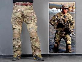 Vyriškos Gen3 kartos taktinės kelnės ir kelio įtvarai, karinės / dažasvydžio / karo žaidimų / kovinės kelnės, MultiCam / MC
