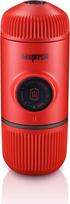 WACACO Nanopresso nešiojamasis espreso aparatas, patobulinta Minipresso versija, 18 barų slėgis, mažas kelioninis kavos aparatas, be dėklo, valdomas rankiniu būdu, skirtas stovyklavimui ir žygiams, raudonos spalvos