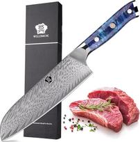 WILDMOK virėjo peilis 17 cm, virtuvinis peilis, profesionalus japoniškas "Santoku" virėjo peilis, pagamintas iš VG10 Damasko plieno, su ergonomiška pilna rankena, skirtas namų ir restoranų virtuvei