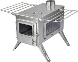 Winnerwell Nomad View Large Tent Stove Krosnelė | Nešiojama malkomis kūrenama krosnelė palapinėms, pastogėms ir stovyklavietėms | 1500 kubinių colių ugniakuras | Preciziška nerūdijančio plieno konstrukcija | Į komplektą įeina kamino vamzdis