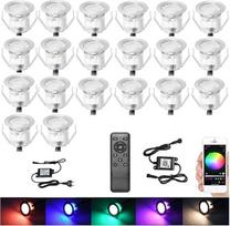WLAN lauko grindų prožektoriai, 20 vnt., RGB LED, įleidžiami grindų prožektoriai, lauko, IP67 atsparūs vandeniui, DC12 V, skersmuo 30 mm, LED grindų žibintai lauke, terasos apšvietimas, Alexa Google Home