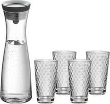 WMF pagrindinis rinkinys, 5 dalių, dekanteris su 4 stiklinėmis, 250 ml stiklinė karafa su uždarymo dangteliu, stiklinė/silikoninė, galima plauti indaplovėje
