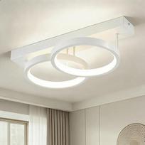 WOKNOS 38 cm LED lubų šviestuvas, apvalus, 2 žiedų dizaino, 4000 K šiuolaikinis minimalistinis baltas lubų šviestuvas, LED šviestuvas, pagamintas iš metalo ir silikoninio korpuso, skirtas miegamajam, svetainei, virtuvei, valgomajam, prieškambariui, įėjimu