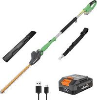 WORKPRO X akumuliatorinės teleskopinės 20 V gyvatvorių žirklės su 2,0 Ah akumuliatoriumi ir C tipo įkrovimo laidu, 2,8 m ilgio gyvatvorių žirklės, pjovimo ilgis 45 cm, skersmuo 18 mm, gyvatvorių žirklės su teleskopiniu strypu sodui, aukštoms gyvatvorėms i