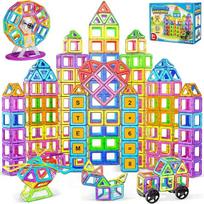 WOOBLO Magnetinės statybinės kaladėlės vaikams, 136 dalių magnetinis žaidimas Magnetinių statybinių kaladėlių rinkinys, velykinės dovanos vaikams, Montessori žaislas nuo 3 metų, kūrybinė mokymosi žaislų dovana berniukams ir mergaitėms