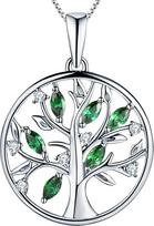 YL Gyvybės medis karoliai Moterų 925 Sterlingo sidabro karoliai su 5A Zirconia/Emerald Šeimos medis pakabukas grandinė Moterys Merginos Motina grandinės ilgis 45-50cm