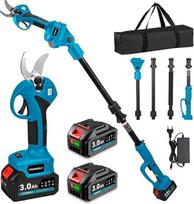 Yofidra 2-in-1 Akku Hochentaster, 30mm Elektrische Astschere Teleskopstiel mit 2 x 3000mAh Akku, 300W Bürstenloser Motor, LCD-Display, Max. Reichweite bis 4,2m, Gartenschere für Äste, Obstbaum