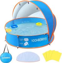 YOOHBERRYS 4-in-1 iššokantis kūdikių baseinas, kūdikių paplūdimio pastogė su UV apsauga SPF 50+, paplūdimio palapinė kūdikiui su tinkleliu nuo uodų, nešiojama žaidimų palapinė, kamuolio duobė, kūdikių baseinas su UV spinduliu piknikui, sodui, paplūdimiui