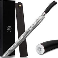 YOUSUNLONG Tuno peilis 430 mm - japoniškas damasko plieno peilis "Ultimate Yanagiba Knife Sujihiki Knife", tinkamas pjaustyti dideles Maguro tuno lašišas - ebonito rankena su odiniu dėklu