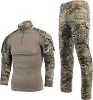 YUSHOW Vyriškas taktinis kostiumas Koviniai marškiniai ir kelnės rinkinys Ilgos rankovės Rip-stop uniformos 1/4 Zip Airsoft drabužiai Karo žaidimas kariuomenė Multicam karinis dažasvydis BDU medžioklė Šaudymo kamufliažas įranga