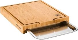 ZWILLING BBQ+ pjaustymo lenta su trupinių dėže ir sulčių grioveliu, 39 x 30 x 5 cm, FSC sertifikuotas bambukas, nerūdijančio plieno dubuo, rudos spalvos