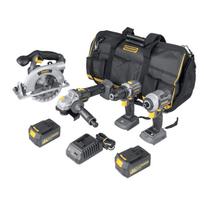 Akumuliatorinių įrankių rinkinys su akumuliatoriumi Grunder CD-B0A18+CS-L1118+CW-B1218E+AG-B0218, 18 V, 4 Ah