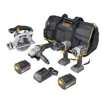 Akumuliatorinių įrankių rinkinys su akumuliatoriumi Grunder CD-B0A18+CS-L1118+CW-B1218E+AG-B0218, 18 V, 4 Ah