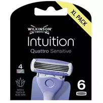 WILKINSON_Sword Intuition Quattro Sensitive atsarginiai peiliukai moterims, 6 vnt.