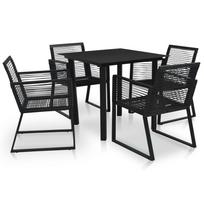 Lauko valgomojo baldų komplektas 5 dalių juodas PVC ratanas