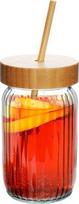 Stiklinė su šiaudeliu Excellent Houseware Bamboo 88598876, stiklas, 0.5 l