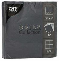 Popierinės servetėlės Pap Star Daily Collection, 24 cm x 24 cm, juoda sp., 20 vnt.
