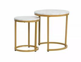 Kavos staliukų rinkinys SIGNAL HOLA White MARBLE/Gold