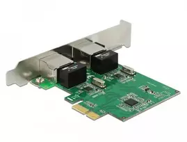 DELOCK PCI EXPRESS X1 2X RJ45 1GB TINKLO KORTELĖ, TAIKYKITE ŽEMUS PROFILIUS