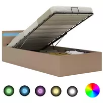 Lova Lovos rėmas su LED/daiktadėže, rudas, 100x200cm, dirbtinė oda
