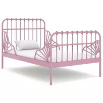 Lova Išskleidžiamas lovos rėmas, rožinis, 80x130/200cm, metalas
