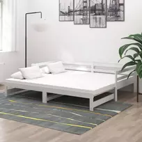 Ištraukiama lova, balta, 2x(90x200)cm, pušies medienos masyvas