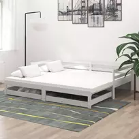 Ištraukiama lova, balta, 2x(90x200)cm, pušies medienos masyvas
