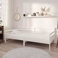 Lova su čiužiniu, balta, 90x200cm, pušies medienos masyvas