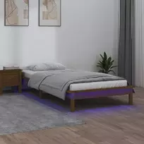 Lova Lovos rėmas su LED, medaus rudas, 100x200cm, medienos masyvas