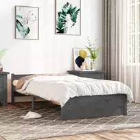 Lova Lovos rėmas, pilkas, 75x190cm, medienos masyvas, vienvietis