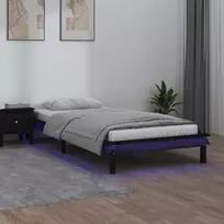 Lova Lovos rėmas su LED, juodas, 90x190cm, mediena, vienvietis